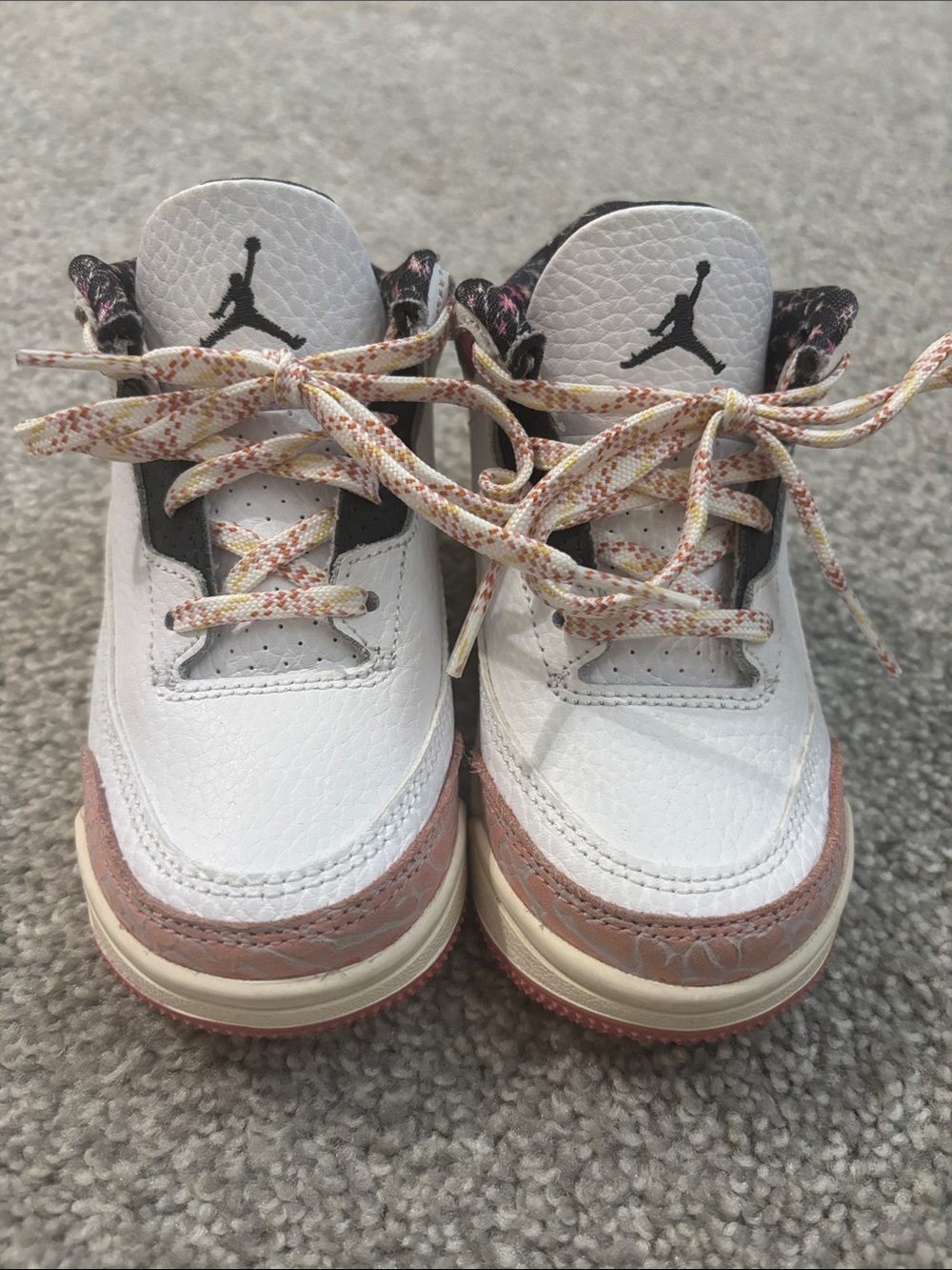 Jordan Kids White and Pink Accent Basketball Sneakers
